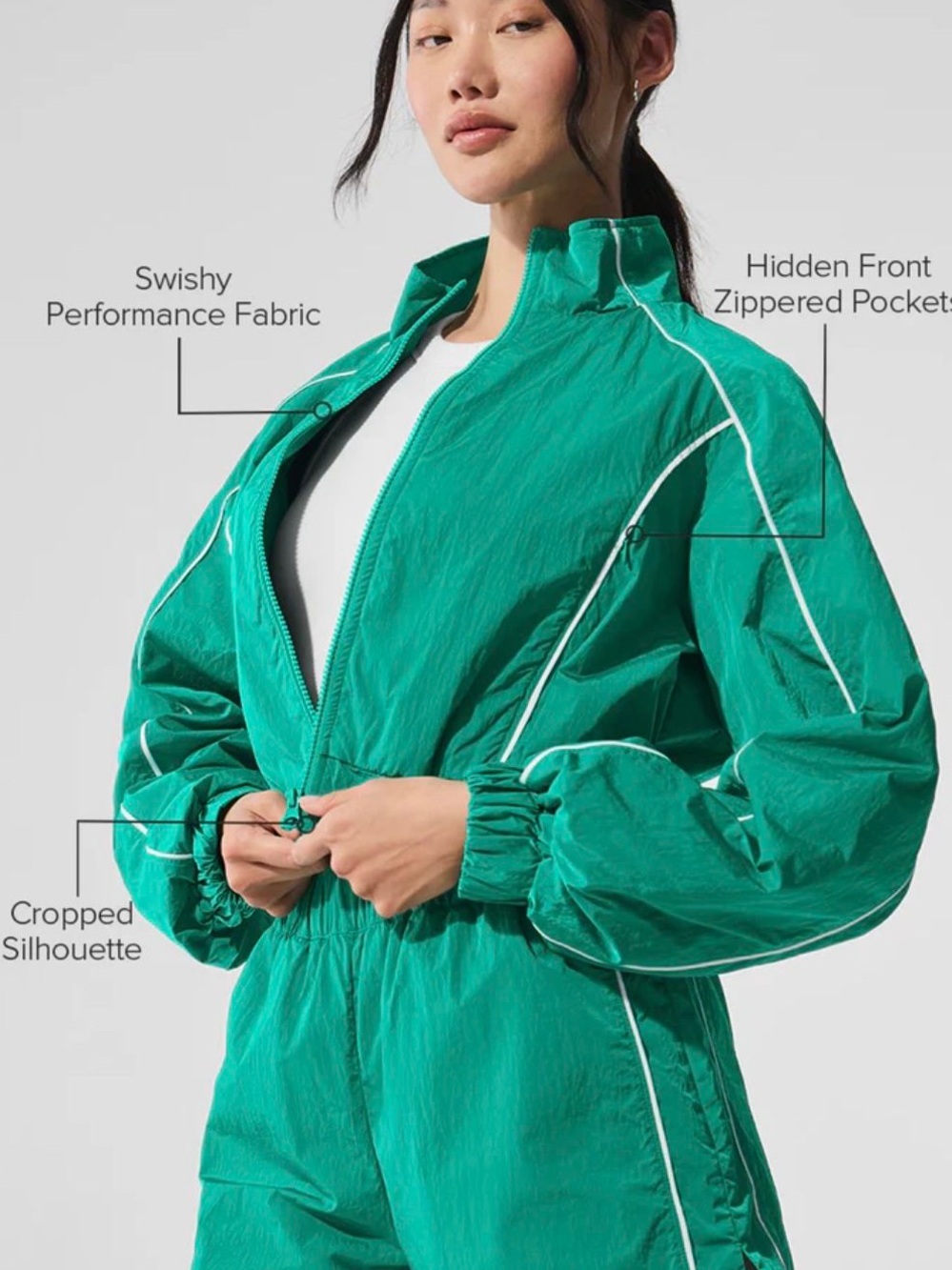ALO Yoga Motivate Full Zip Track Jacket- Spruce Green- Sz XS